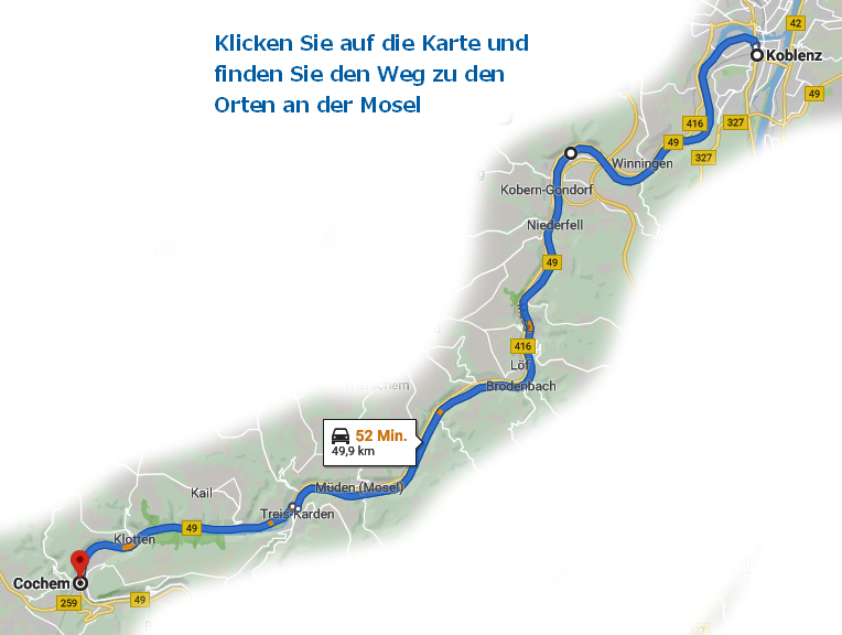 Orte an der Mosel - Verzeichnis Mosel Orte und Städte